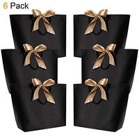 Gift Bags with Handles- WantGor 15.8x11x4.7inch Paper Party Favor Bag Bulk with Bow Ribbon for Birthday Wedding/Bridesmaid Celebration Present Classrooms Holiday(Matte Black, Extra Large- 6 Pack)