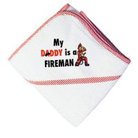 My Daddy Is A Fireman Boys-Girls Cotton Baby Hooded Towel - Red, One Size