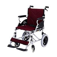 YangMi Wheelchair- Aluminum Alloy Wheelchair Folding Portable and Disabled Elderly Travel Trolley (Color : Red, Size : 96x60x92cm)