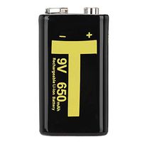 ASHATA Lithium Battery 650mAh, Portable 9V 650mAh Large Capacity Rechargeable Lithium Battery for Microphone, walkie Talkie, Remote Control Toys, etc.