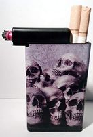 Cigarette Case Skeleton Skulls Graveyard with Built on Lighter Holder Box Kings 100's ryo