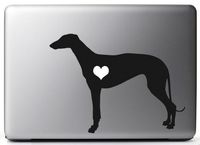 My Heart Greyhound - (Color: Black) Decal - 5" wide decal laptop tablet skateboard car windows sticke