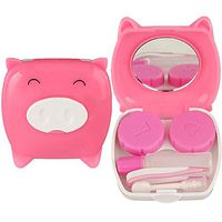 Polytree 2pcs Piggy Pig Design Travel Contact Lens Case Box Set Cleaning Holder Soak Storage (Random Color)