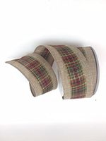 Celebrate IT- Christmas - Red pattern- linen ribbon 2.5 in x 9ft