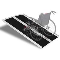Goujxcy Aluminum Wheelchair Ramp, Lightweight Folding Portable Loading Traction Ramp Mobility Ramp Fits Most Wheelchairs Scooters (4FT)