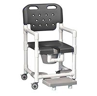 IPU ELT820 P FR (for Tall Toilets) Elite Rolling Shower Commode Chair with Footrest for use Over existing Toilet, in The Shower and Bedside (Gray)