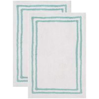 Bath Mat in Turquoise and White - Set of 2