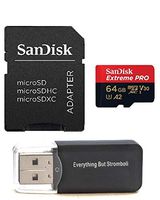 SanDisk 64GB Micro SDXC Extreme Pro Memory Card Bundle Works with GoPro Hero 7 Black, Silver, Hero7 White UHS-1 U3 A2 with (1) Everything But Stromboli (TM) Micro Card Reader