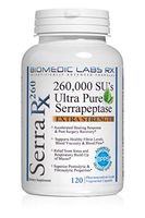 Serra-RX 260,000 SU Serrapeptase - Enteric Coated Proteolytic Systemic Enzyme, Non-GMO, Gluten Free, Vegan, Supports Sinus, Immune & Lung Health, 120 Veg Capsules