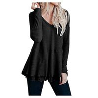 Future-Lover Womens Criss Cross Long Sleeve T-Shirt V Neck Drape Wrap Tops Casual Tunic Blouse Black