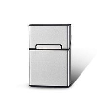Cigarette Case King Size Aluminium Holds 20pcs Cigarettes Hard Box Full Pack Cigarette Box for Men Women (Silver)