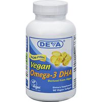 Deva Vegan Omega - 3 DHA - 90 Vegan Softgels - Gluten Free - Dairy Free - Yeast Free - Wheat Free - Vegan