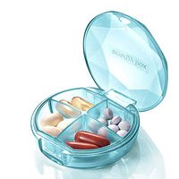 Pill Organizer Case, Portable Pill Box Small Pill Container for Purse Or Pocket, Excellent Pill Storage Case (4 Compartment), B