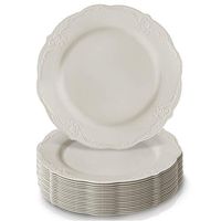 DISPOSABLE DINNERWARE SET, 20 Dessert Plates (Vintage - Cream, 7.5")