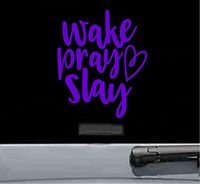 JS Artworks Wake Pray Slay Vinyl Decal Sticker (Purple)
