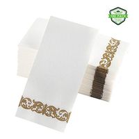 QUALBAY Premium Paper Napkins, Linen-Feel Dinner Napkins, Gold Party Napkins | Disposable Guest Towels and Hand Towels, Soft and Absorbent Paper Hand Napkins For Wedding, Kitchen, Bathroom 100 ct