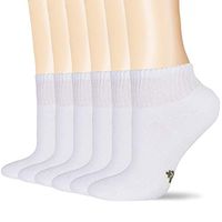 +MD Men's Non-Binding Bamboo Diabetic Circulatory 6 Pack Full Cushion Quarter Socks White,Shoe Size 8-12