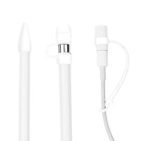Accessories for iPencil Soft Silicone Elastic Stylus Cover with Charging Caps Holders/Nib Cover/Lightning Cable Adapter Tether Case for Apple Pencil (3Pcs)