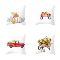 Indexshop Thanksgiving Harvest Autumn Pumpkin Throw Pillow Shams Cover Cases Fall Pumpkin Patch Truck Throw Pillow Cover Autumn Farmhouse Market Cushion Case for Sofa Couch 18x18 Inches (A)