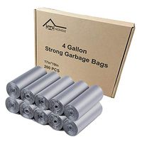 NiceHous 4 Gallon Garbage Bags - Small Trash Bags 4 Gallon Garbage Bags for Kitchen Bathroom Office Home 10 Rolls 200pcs Sliver