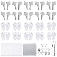 10 Pairs Silicone Eyeglasses Nose Pads + 10 Pairs Glasses Ear Hook Grips + 10 Pairs Screws + Tweezer + Cleaning Cloth Anti-Slip Eyeglass Repair Kit Eyewear Holder for Eyeglasses Sunglasses Spectacles