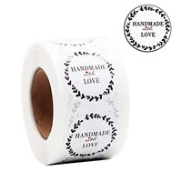 Yoget 1.5'' Handmade with Love Sticker, 500pcs Glossy Paper Baked Business Labels
