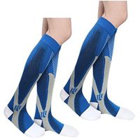 MojaSports Graduated Compression Socks (2 Pair) Athletic Medical Sports Stockings. (CSX) (Blue/Gray, Large/X-Large)