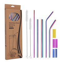 Metal Straws Reusable Stainless Steel Straws with Silicone Tip, 7 pack Full Variety Wide Diameter Smoothie Straw Drinking for 20oz 30oz 40oz Yeti RTIC SIC Ozark Trail Tumblers