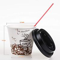 GOLDEN APPLE, 8oz-50sets Sleeveless Bean Print Paper Hot Cup & 50 Black lids & 50 Unwrapped Coffee Stirrers