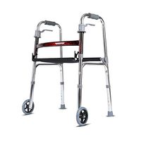 HYXQY-ZY Aluminum Walker with Seat and 2 Rollers | Portable Rollator for The Elderly | Obesity Adult Walking Frame | Folding and Adjustment | Lightweight