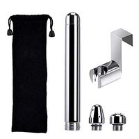 Bathroom Handheld 3 Heads Aluminum Enema Shower Colonic Douche System Cleaner with Velvet Carry Bag and Water Tank Hook(Silver)
