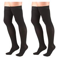 Truform Compression 30-40 mmHg Thigh High Dot Top Stockings Black, Medium, 2 Count