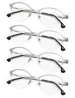 4-Pack Half-Rim Cat-eye Style Eyeglasses with Spring Hinges Without Strength Silver