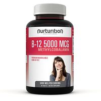 Nurturition Vitamin B12 5000-60 B12 Pills per Bottle (Methylcobalamin B12) - Best Vitamin B12 Supplement - Non-GMO B 12 - Helps to Release Energy from Food - Formulated to Support a Better Focus - C