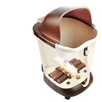 GJJ Foot Tub, Automatic Footbath, Electric Massage Heated Foot Bath, Foot Bath Barrel,Brown,A