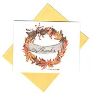 Timree Blank Note Cards and Envelopes ~ Autumn Memories (Thanks, Wreath of Leaves; 6 Cards; 4.25" x 5.5"; Yellow Envelopes)