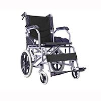 QIDI Wheelchair Folding Boarding Available Lightweight Manual Brake Solid Tire Detachable Pedal Portable Travel Transport (Color : Black)
