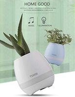 Sun-Mall Music Flower Pot Speaker, Touch Sensor Rechargeable Smart Music Flowerpot with Colorful Breathing Night Light Bluetooth Speaker for Bedroom/Office/Living Room Decor Festival Gift (White)