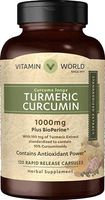 Vitamin World Turmeric Curcumin 1000mg 120 Capsules, with BioPerine Black Pepper Extract, Standardized 95% Curcuminoids, Gluten Free, Rapid-Release, Anti-inflammatory, Antioxidant, Joint Support