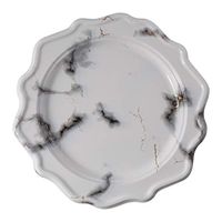 Plastic Disposable Party Plates, 7.5 inch Salad/Dessert Plates, White Marble Festive Medium Weight Plastic Plates (12 Pack) - Posh Setting