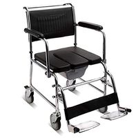 ZBYXZIGJ Wheeled Mobile Commode Shower Chair Padded Bathing Chair for Elderly, Handicapped and Disabled Users Toilet for Bedside Bathroom Use