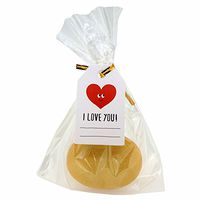 Flat Cellophane Bags with Red Heart I Love You Paper Gift Tags for Gift Packaging, Pack of 48 (10x15cm)