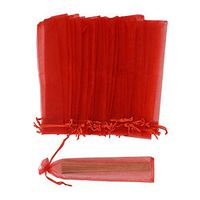 Bezall® 50pcs Drawstring Organza Folding Hand Fan Pouch Party Wedding Favor Gift Bags 2 x 10 Inches (Red)