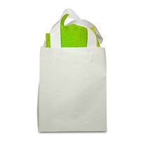 White Frosted Plastic Bags with Handles | Quantity: 250 | Width: 8" Gusset - 5"