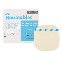 Houseables Hydrocolloid Dressing, Wound Care Bandages, 4”x4”, 10 Pk, Natural, Polyurethane, X-Thin, Pressure Sore Bandage, Hydrocolloidal Dressings, Adhesive, for Leg Ulcer, Scab Treatment, Medical
