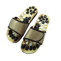 Fang Men and Women Pedicure Shoes, Cobblestone Agate Natural Massage Shoes Black and White Stone Acupressure Massage Slippers Slip Care (Color : Green, Size : 41-42)