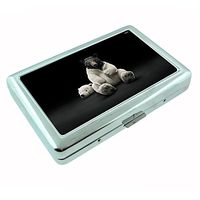 Perfection In Style Silver Cigarette Case Metal Wallet Black Bear Design D008