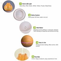Essential Oil Aromatherapy Diffuser, 8-10 Hours Constant Mist Humidifier 400ml Wood Grain Aroma Diffuser Ultrasonic, 7 Color LED Lights, Waterless Auto Shut-Off for Bedroom Home Office Baby Room Spa