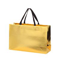 10Pcs, Distingué Bag 250g Thick Sturdy Glamour Metalic Bling Bright and Shiny Gift Bag, Grab The Attention (Gold, 15.7X5.5X11.8")