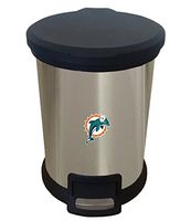 The Furniture Cove New 1.3 Gallon Round Stainless Steel Step Trash Can Waste Basket Featuring Your Choice of a Football Team Logo (Dolphins Helmet)